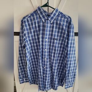 Chaps Blue and White Plaid Men's Shirt